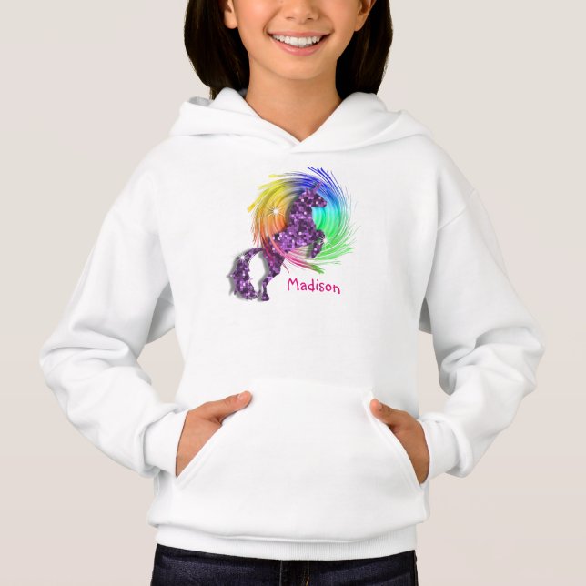 Pretty Fantasy Rainbow Unicorn Personalized Hoodie (Front)
