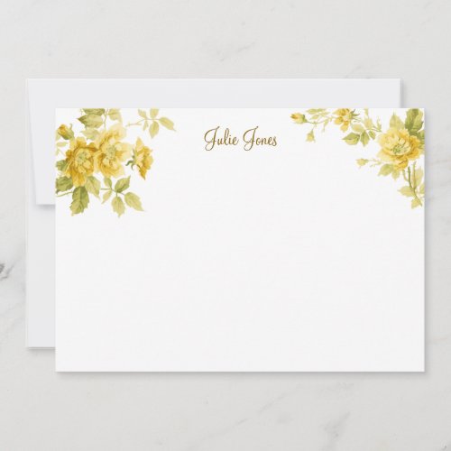 Pretty Farmhouse Golden Yellow Floral Note Card