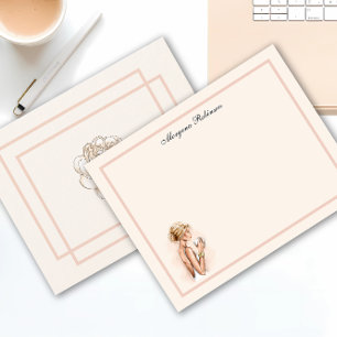 Pretty Fashionista Name Personalized Flat Note Card