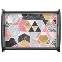 Pretty faux gold glitter marble geometric design