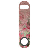 Pretty Faux Rose Gold Glitter on Watercolor Floral Bar Key (Back)