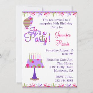 Pretty Feminine Birthday Party Invitation