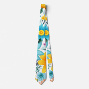 Pretty Feminine Black Floral Pattern Neck Tie