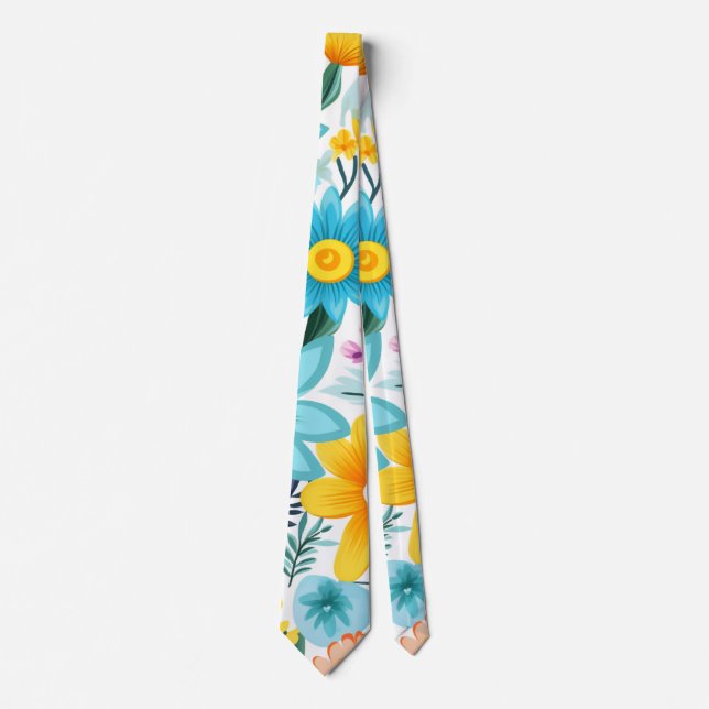 Pretty Feminine Black Floral Pattern Neck Tie (Front)