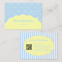 Pretty Feminine Blue Yellow Bow Stripe Pattern