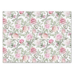 Pretty Feminine Floral Watercolor Pink Roses Tissue Paper