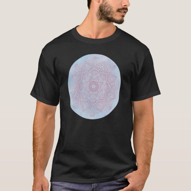Pretty Feminine Girly Pink Flower Zen Boho Lotus M T-Shirt (Front)