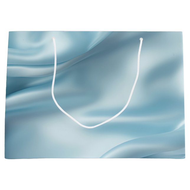 Pretty Feminine Light Blue Faux Satin  Large Gift Bag (Front)