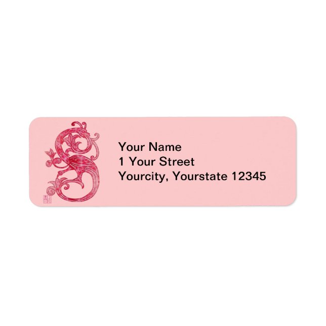 Pretty Feminine Medieval Pink Fantasy Dragon Label (Front)