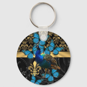 Pretty feminine peacock design keychain