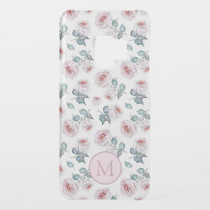Pretty Feminine Soft Pink Roses Pattern Monogram Uncommon Samsung Galaxy S9 Case