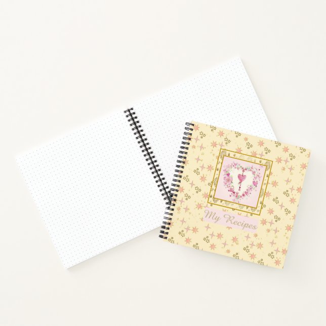 Pretty Feminine Stars Pattern Personalized Recipe Notebook (Inside)