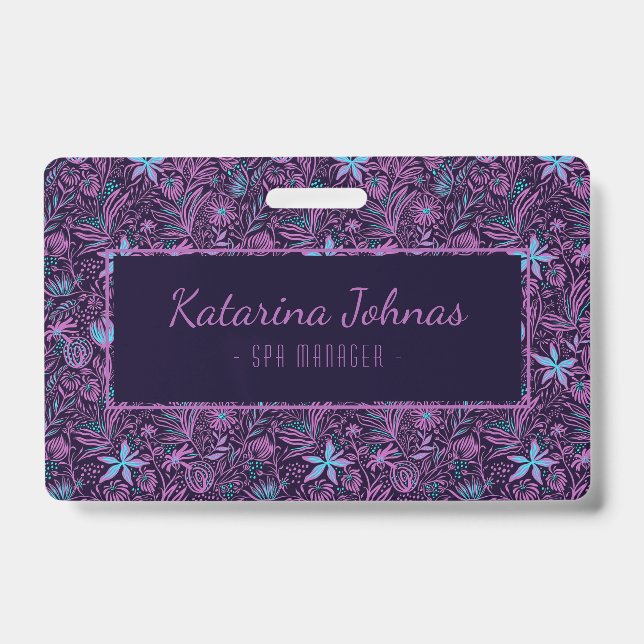 Pretty Feminine Tropical Floral Spa Style Mini Bus Badge (Front)