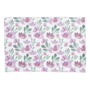 Pretty Feminine Watercolor Floral Pink Pillow Case