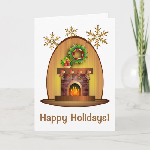 Pretty Fireplace Christmas Card