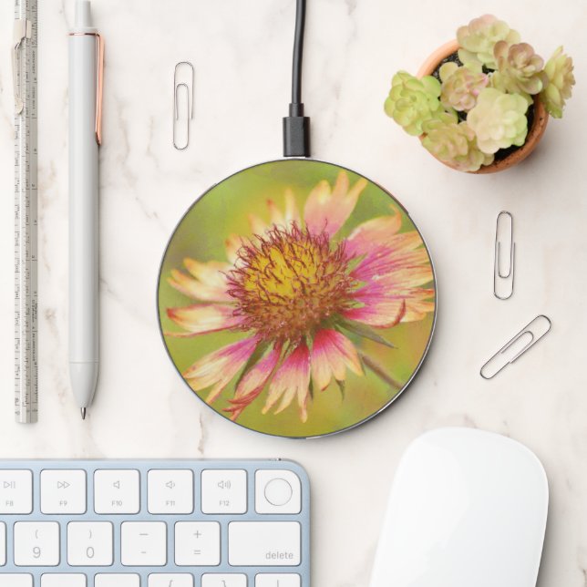 Pretty Firewheel Wild Flower Art Charger (Desk)