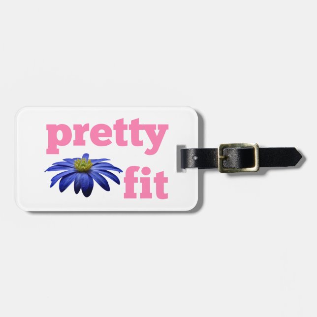 Pretty Fit with blue flower Luggage Tag (Front Horizontal)