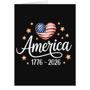 Pretty Flag Heart 1776-2026 July 4th 250th  Card