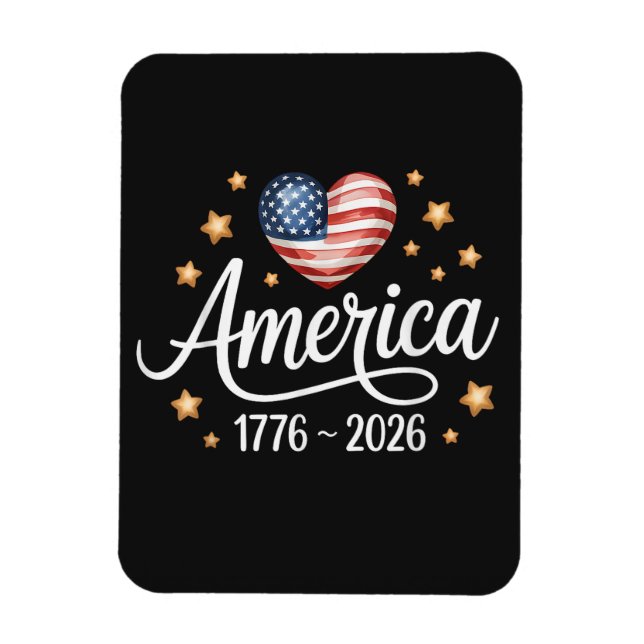 Pretty Flag Heart 1776-2026 July 4th 250th  Magnet (Vertical)