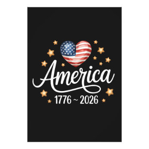Pretty Flag Heart 1776-2026 July 4th 250th Photo Print