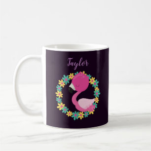 Pretty Flamingo on purple background Coffee Mug