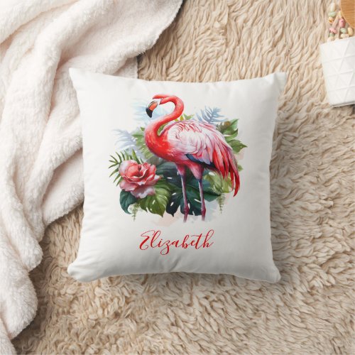 Pretty Flamingo  Throw Pillow
