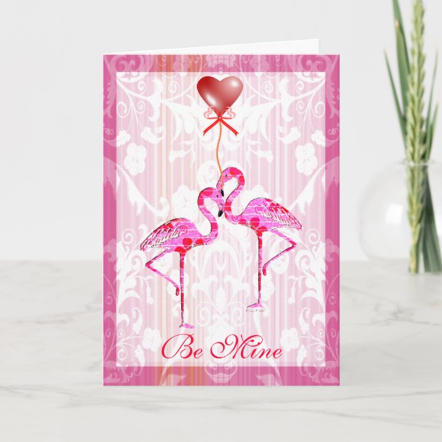 Pretty Flamingos Valentine Card (Front)