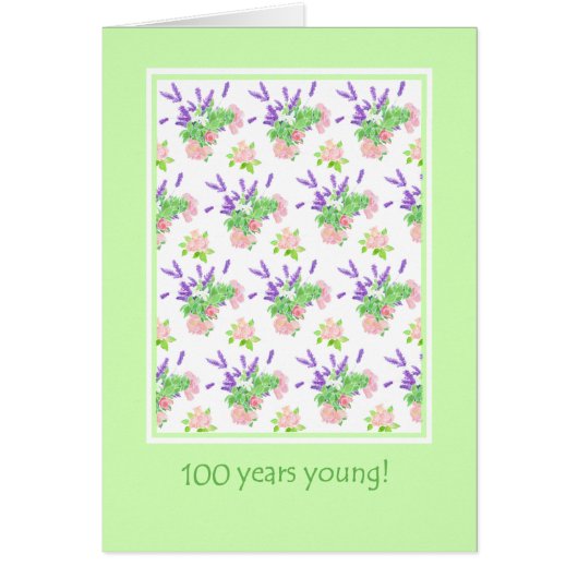 Pretty Floral 100th Birthday Greeting Cards (Front)