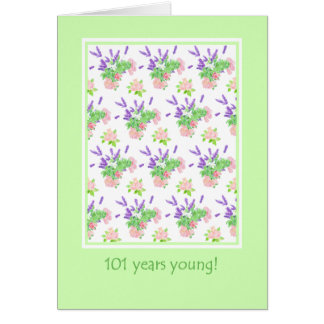 Pretty Floral 101st Birthday Greeting Cards