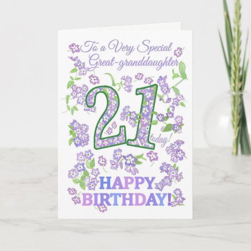 Pretty Floral 21st Birthday Great_granddaughter Card