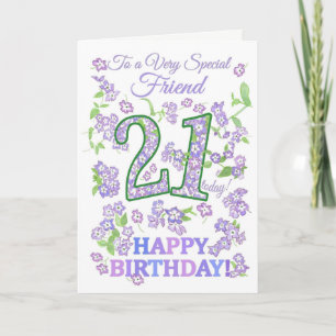 Pretty Floral 21st Birthday Special Friend Card