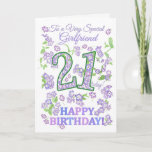 Pretty Floral 21st Birthday Special Girlfriend Card<br><div class="desc">A very pretty 21st Birthday Card for a Very Special Girlfriend, with the numbers filled with a pattern of Phlox flowers and outlined in green and sprigs of pink, mauve and blue Phlox flowers. The words, 'Happy Birthday!' are also in the same shades as the flowers, which were painted by...</div>