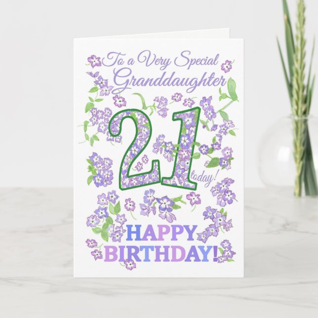 Pretty Floral 21st Birthday Special Granddaughter Card (Front)