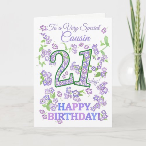 Pretty Floral 21st Birthday Very Special Cousin Card