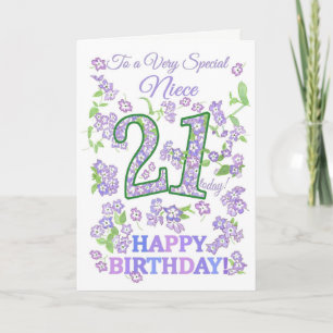 Pretty Floral 21st Birthday Very Special Niece Card