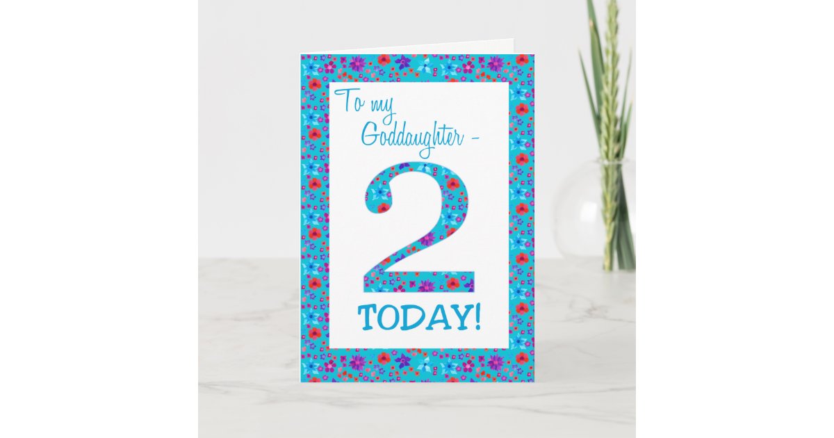 Pretty Floral 2nd Birthday Goddaughter Blue Card Zazzle