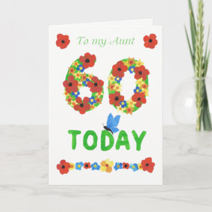 Pretty Floral 60th Birthday, for Aunt Card