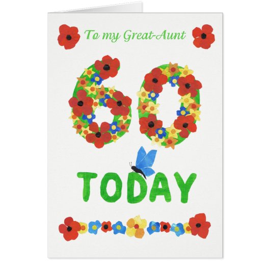 Pretty Floral 60th Birthday, for Great Aunt (Front)