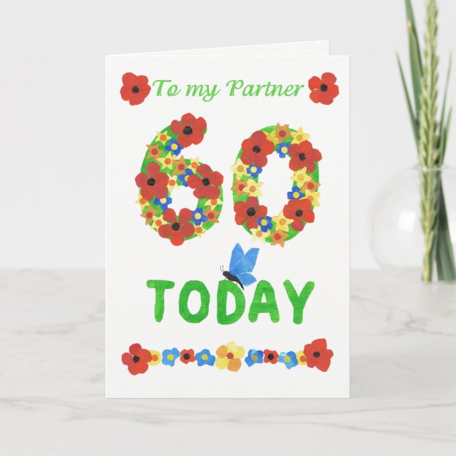 Pretty Floral 60th Birthday, for Partner Card (Front)