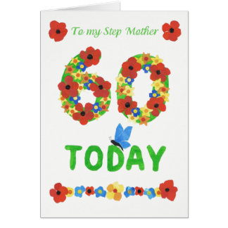 Pretty Floral 60th Birthday, for Stepmother Cards