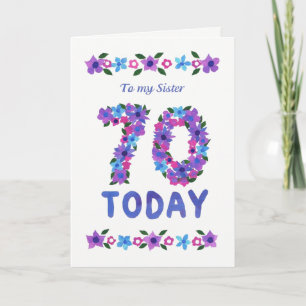 Pretty Floral 70th Birthday, for Sister Card