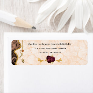 Pretty Floral 70th Birthday & Gold Foil Balloon Label