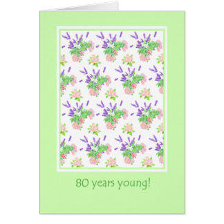 Pretty Floral 80th Birthday Greeting Cards