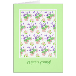 Pretty Floral 91st Birthday Greeting Cards