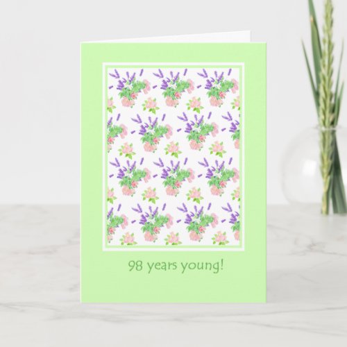 Pretty Floral 98th Birthday Greeting Card