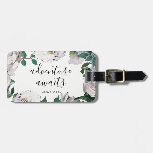 Pretty Floral Adventure Awaits Luggage Tag