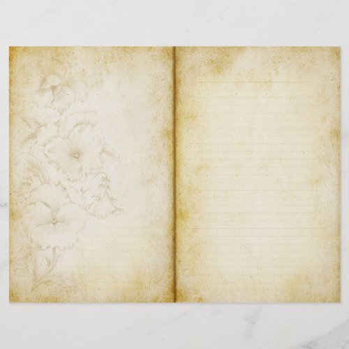 Pretty Floral Aged Journal Scrapbook Paper