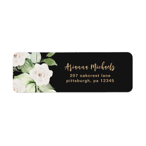Pretty Floral and Greenery Return Address Black Label