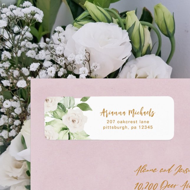 Pretty Floral and Greenery Return Address Label (Creator Uploaded)