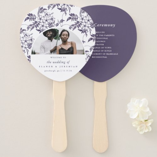 Pretty Floral Arch Wedding Program Hand Fan